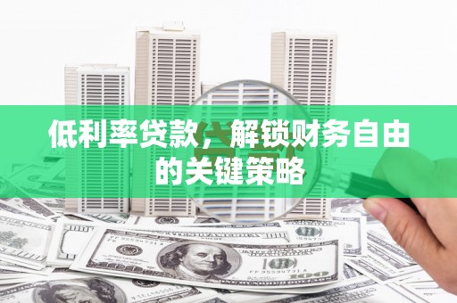 秀洲低利率贷款，解锁财务自由的关键策略