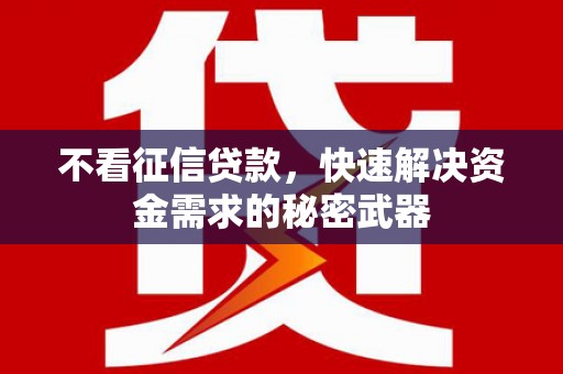 秀洲不看征信贷款，快速解决资金需求的秘密武器