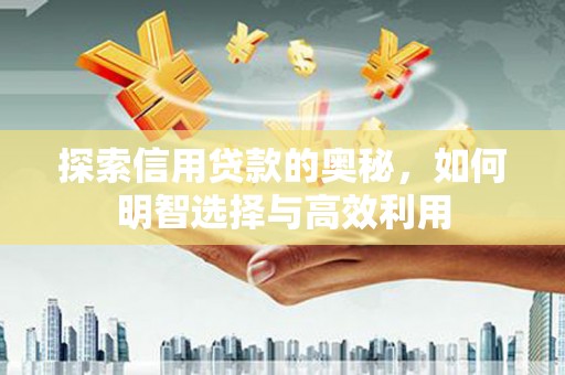 秀洲探索信用贷款的奥秘，如何明智选择与高效利用